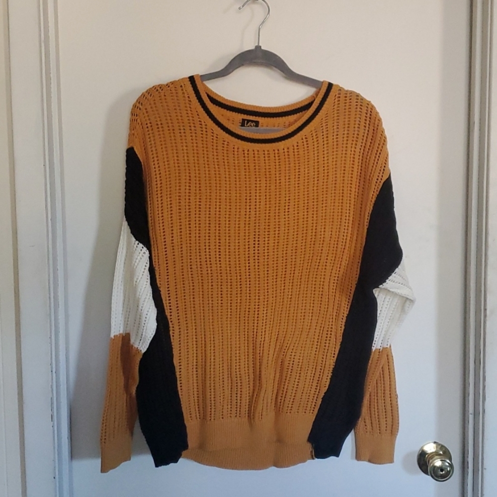 Gold, black, & cream loose-fit sweater